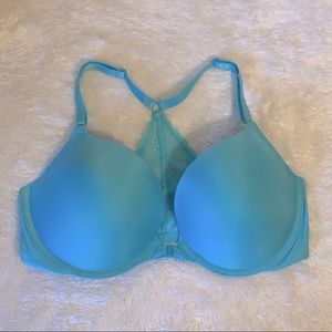 Victorias Secret Turquoise Lace Back Push Up Bra
